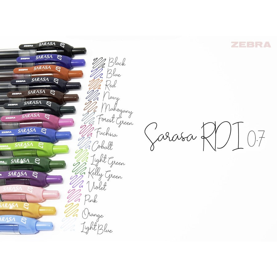 Zebra SARASA dry X20 Retractable Gel Pen - 0.7 mm Medium Pen Point - Retractable - Blue Ink - Gel-based - Plastic Barrel