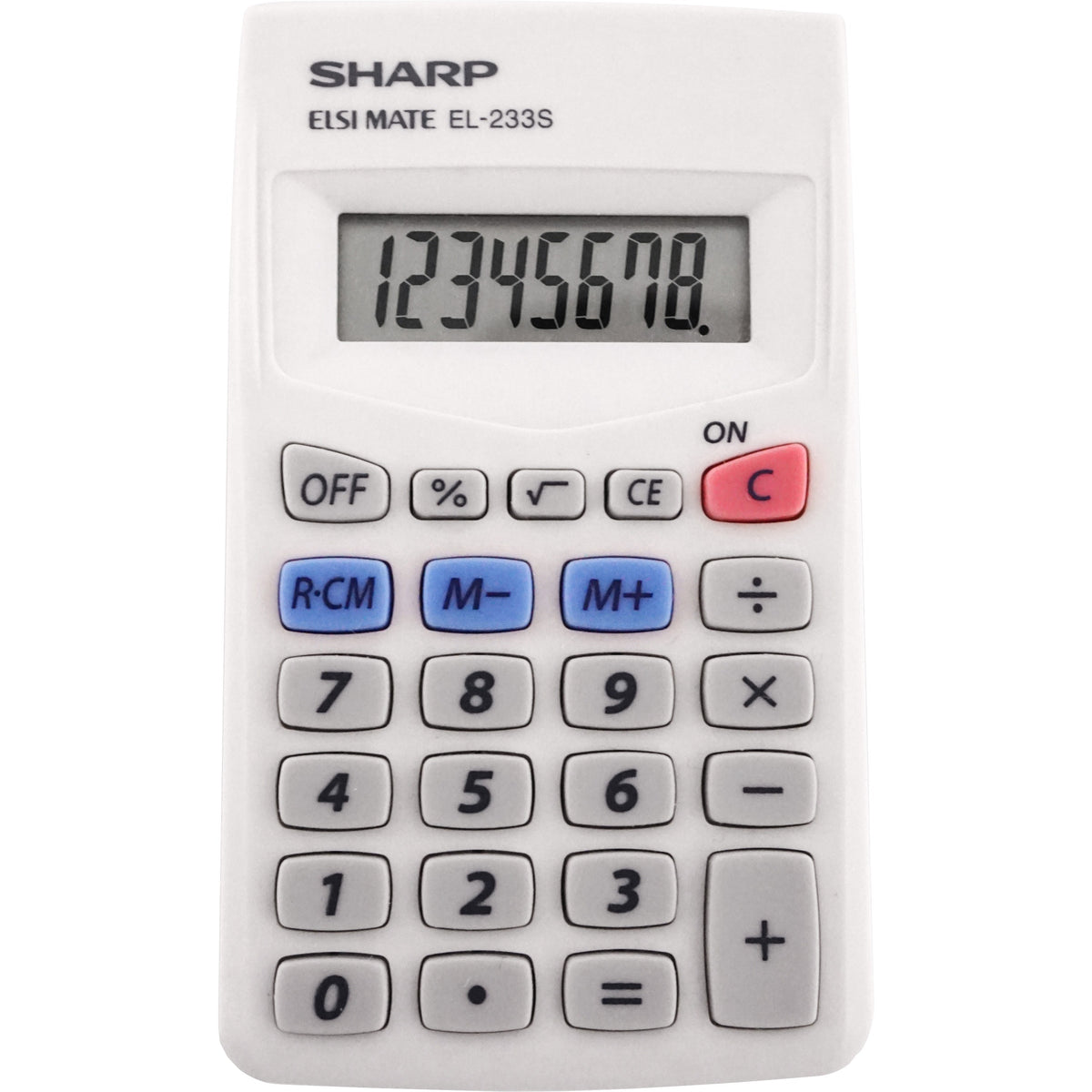 SHARP® EL-240SAB 8-Digit Handheld Calculator - 3-Key Memory, Sign Change, Auto Power Off - 8 Digits - LCD - Battery/Sola