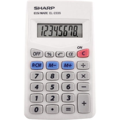 SHARP® EL-240SAB 8-Digit Handheld Calculator - 3-Key Memory, Sign Change, Auto Power Off - 8 Digits - LCD - Battery/Sola