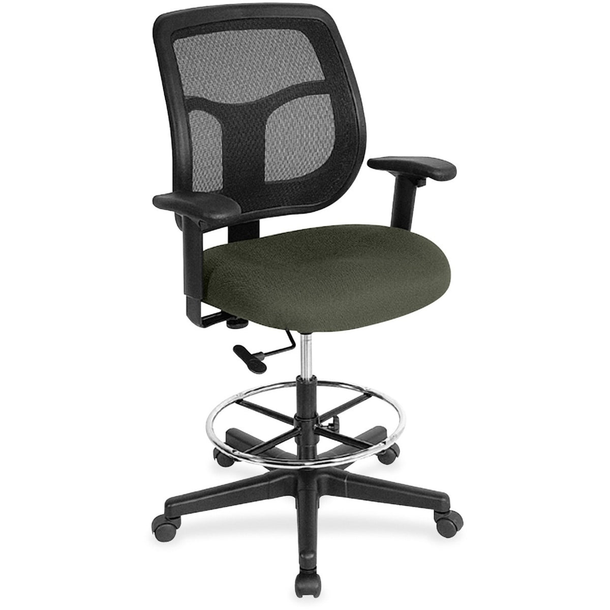 Eurotech Apollo DFT9800 Drafting Stool - Olive Green Seat Color - Fabric Seat Material - 5-star Base - Perfection Olive 