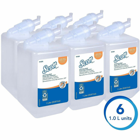 Scott® Antimicrobial Foam Skin Cleanser - 1.06 quart - Push Pump Dispenser - Skin - Moisturizing - Antibacterial - Clear