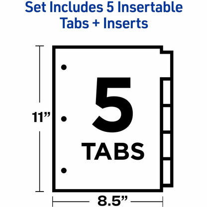 Avery® Big Tab Insertable Dividers - 120 x Divider(s) - 5 Tab(s) - 5 - 5 Tab(s)/Set - 8.5" Divider Width x 11" Divider L