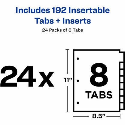 Avery® Big Tab Insertable Dividers - 192 x Divider(s) - 8 Tab(s) - 8 - 8 Tab(s)/Set - 8.5" Divider Width x 11" Divider L