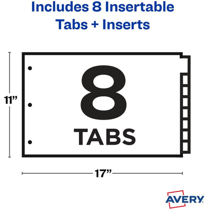 Avery® Big Tab Index Divider - 8 x Divider(s) - Write-on, Print-on Tab(s) - 8 - 8 Tab(s)/Set - 11" Divider Width x 17" D