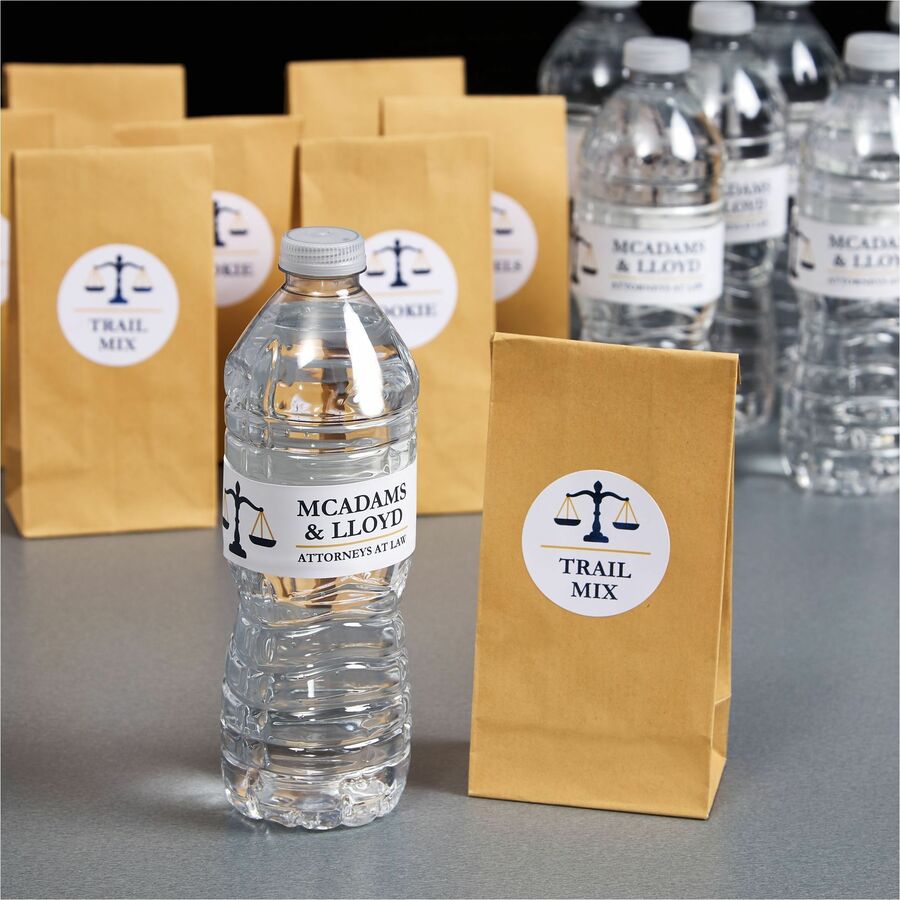 Avery Durable White Wraparound Labels - - HeightPermanent Adhesive - Laser, Inkjet - White - Film - Water Resistant - 5 
