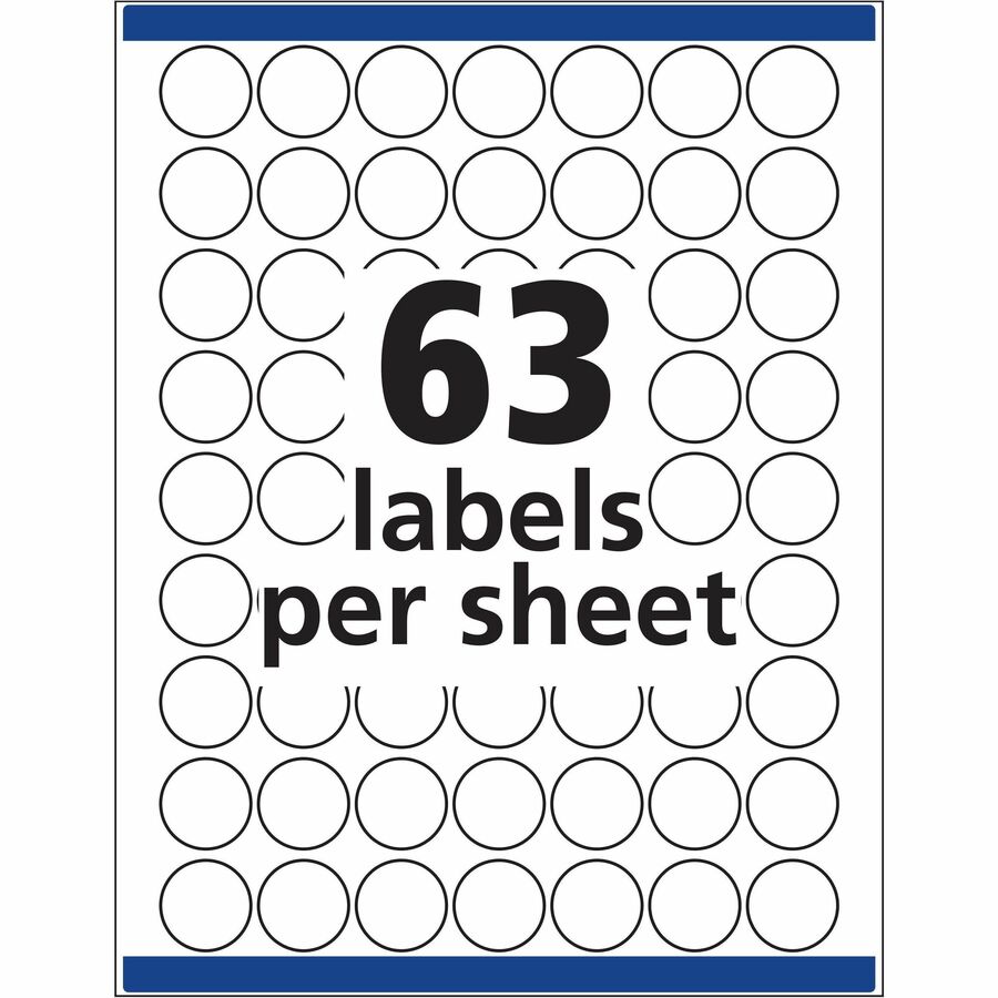 Avery® Multiuse Removable Labels - 1" Diameter - Removable Adhesive - Round - Inkjet, Laser - Matte - White - Paper - 63