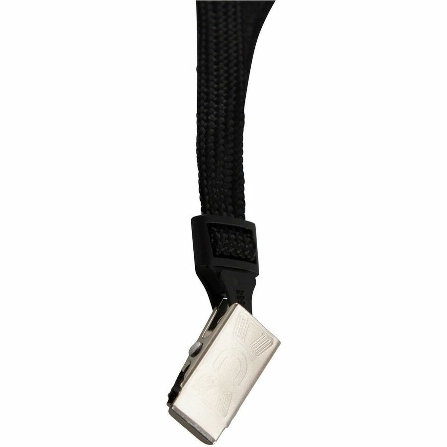 SICURIX Safety Breakaway Lanyard - Clasp Attachment - 36" Length - Black - Nylon, Steel - 12 / Pack