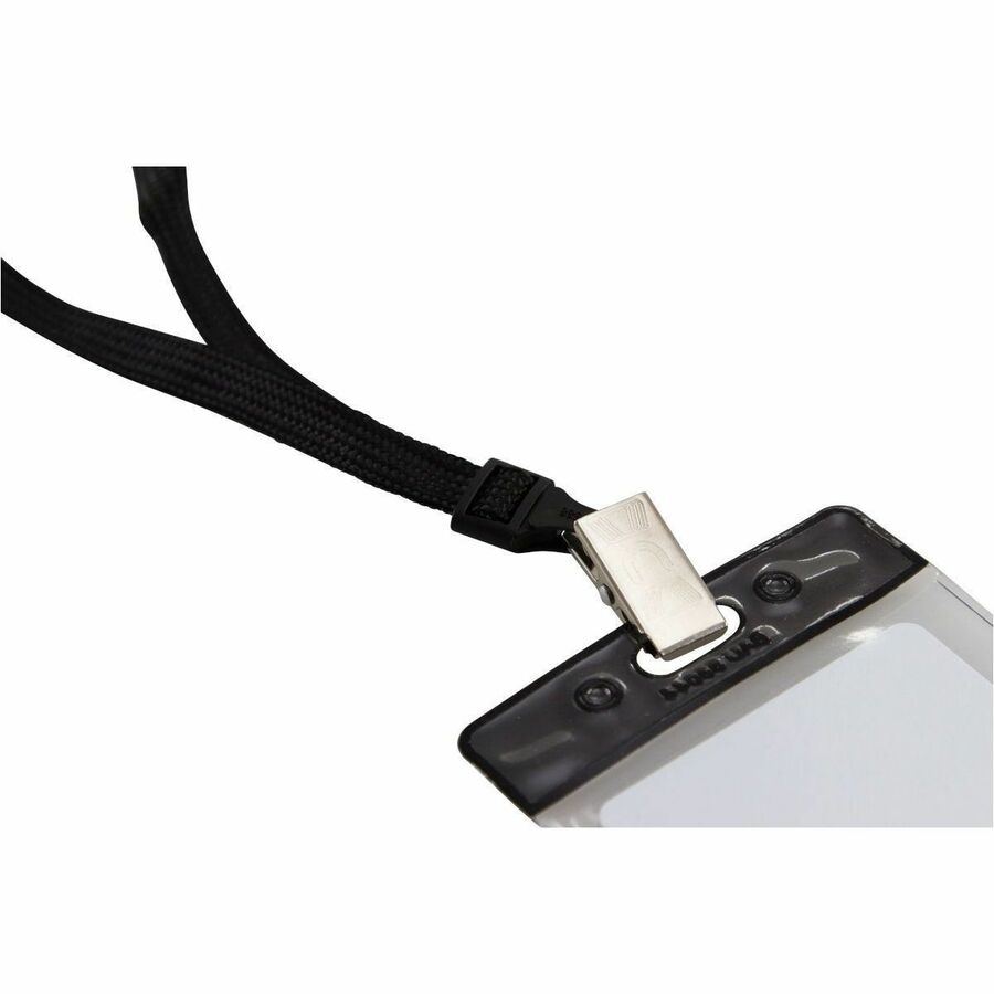 SICURIX Safety Breakaway Lanyard - Clasp Attachment - 36" Length - Black - Nylon, Steel - 12 / Pack