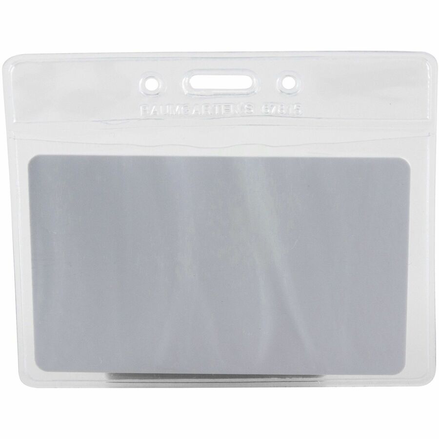 SICURIX Badge Holder - Horizontal - 2.5" Height x 3.5" Width - Vinyl - Clear - 50 / Pack