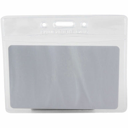 SICURIX Badge Holder - Horizontal - 2.5" Height x 3.5" Width - Vinyl - Clear - 50 / Pack