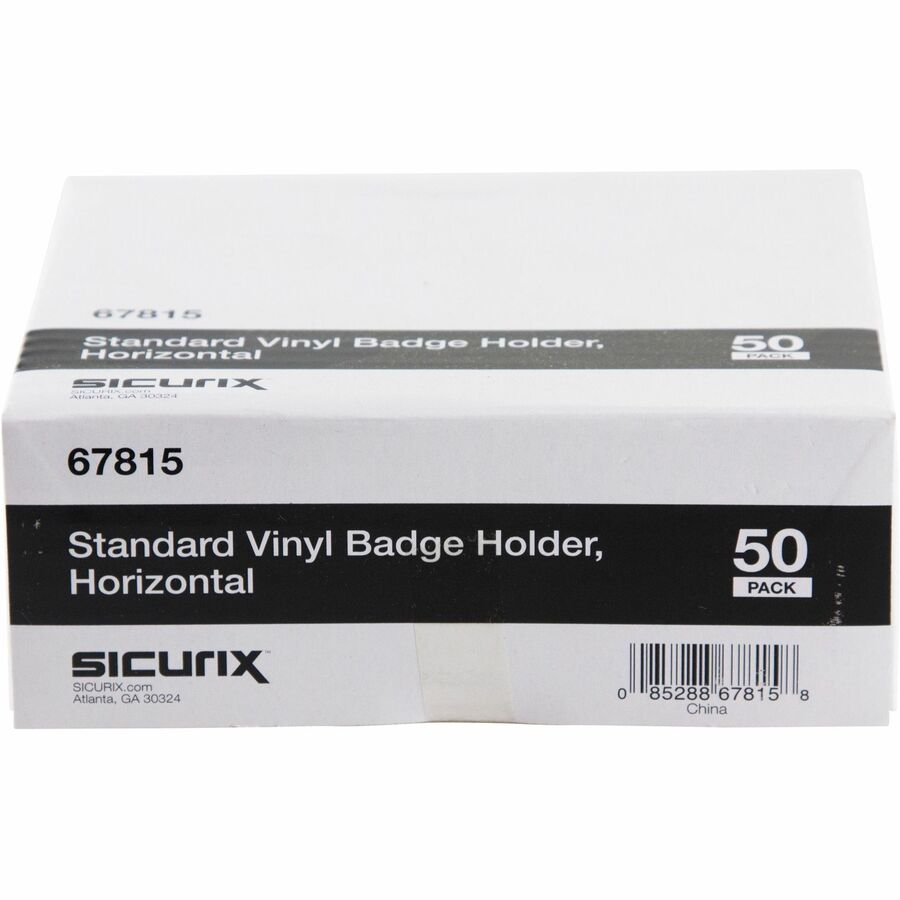 SICURIX Badge Holder - Horizontal - 2.5" Height x 3.5" Width - Vinyl - Clear - 50 / Pack