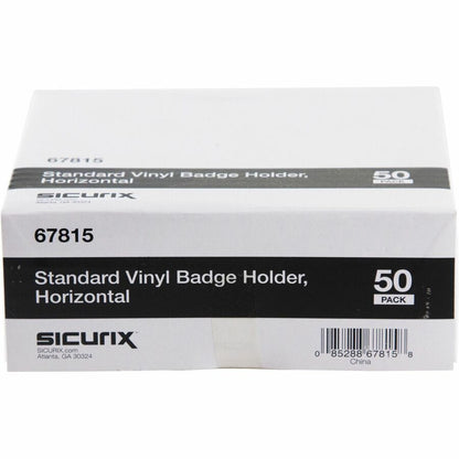 SICURIX Badge Holder - Horizontal - 2.5" Height x 3.5" Width - Vinyl - Clear - 50 / Pack