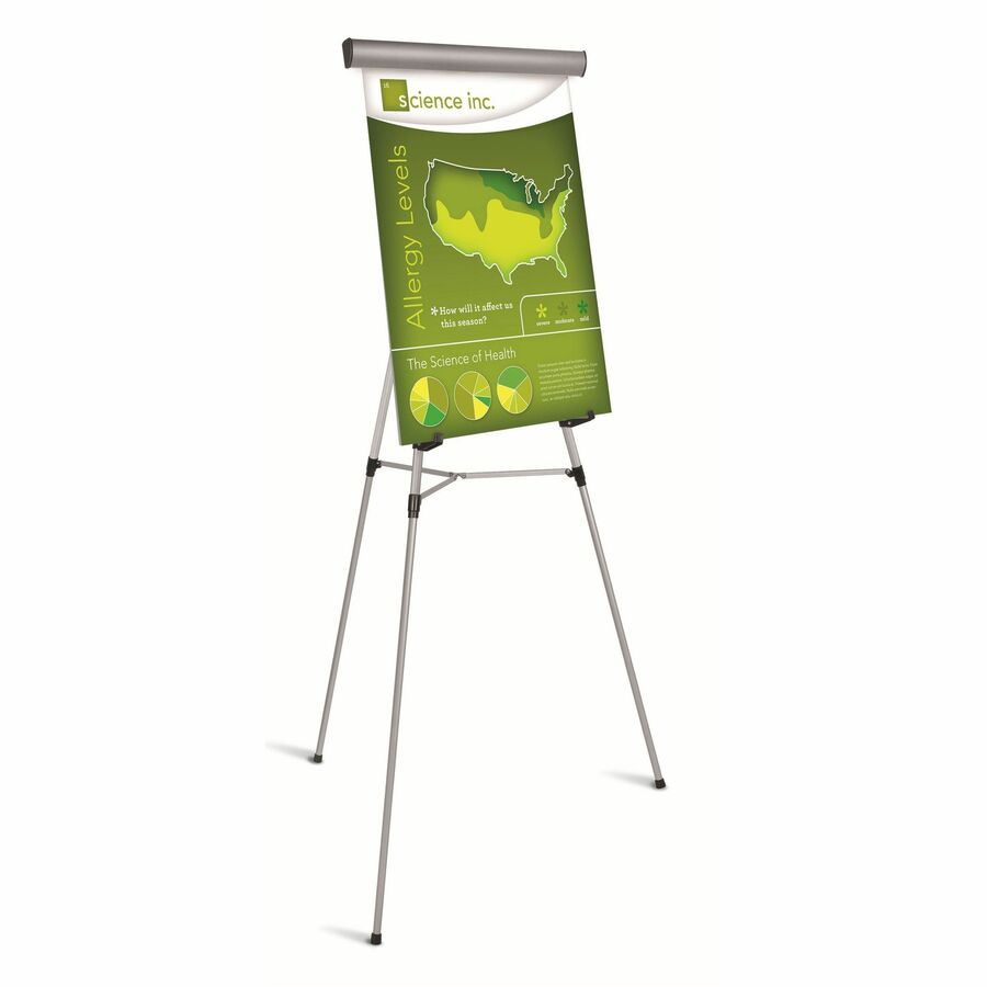 MasterVision 3-leg Display Easel - 45 lb Load Capacity - 69" Height x 28.50" Width x 34" Depth - Metal, Aluminum, Plasti