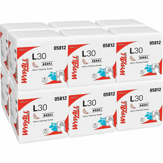 Wypall GeneralClean L30 Heavy Duty Cleaning Towels - WhitePack - 90/Pack - 12 / Carton