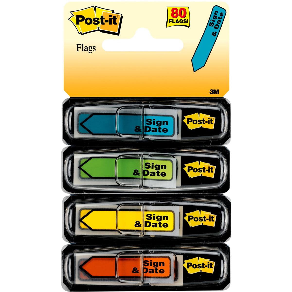 Post-it® Arrow Message Flags - 80 - 1/2" Flag/Note Width x 1 3/4" Flag/Note Length - Arrow, Rectangle - Unruled - Sign &