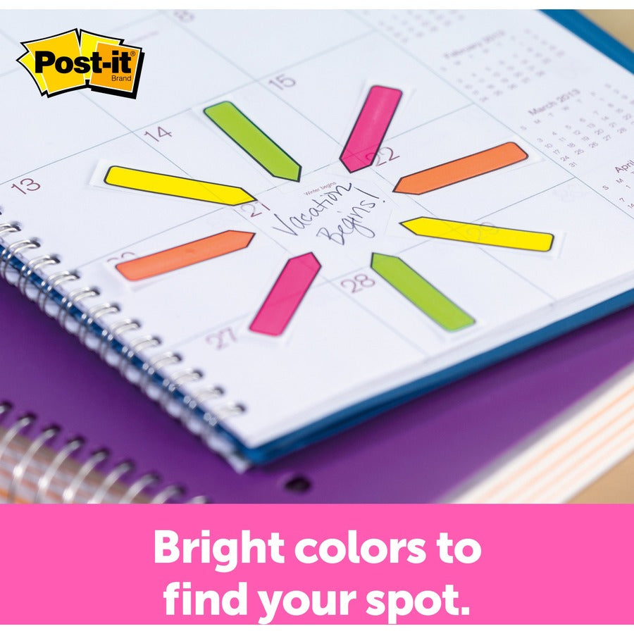 Post-it® Arrow Message Flags - 80 - 1/2" Flag/Note Width x 1 3/4" Flag/Note Length - Arrow, Rectangle - Unruled - Sign &