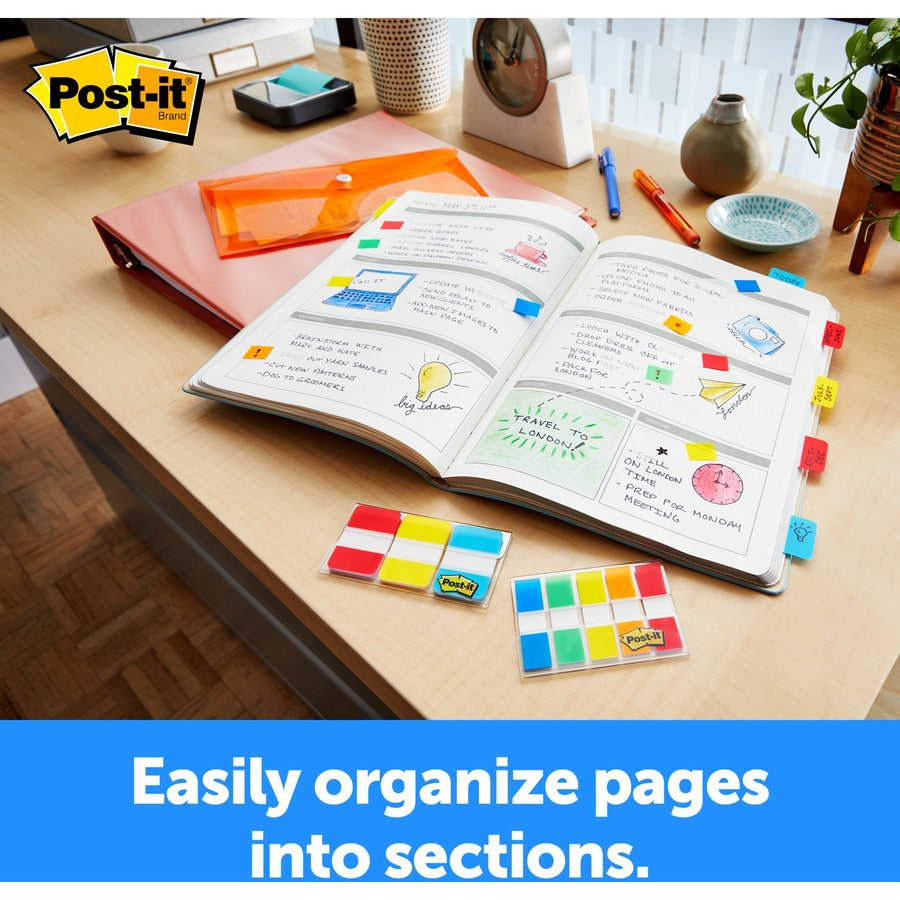 Post-it® Tabs - 88 Write-on Tab(s) - 1.50" Tab Height x 1" Tab Width - Blue, Yellow, Pink, Purple Tab(s) - Repositionabl