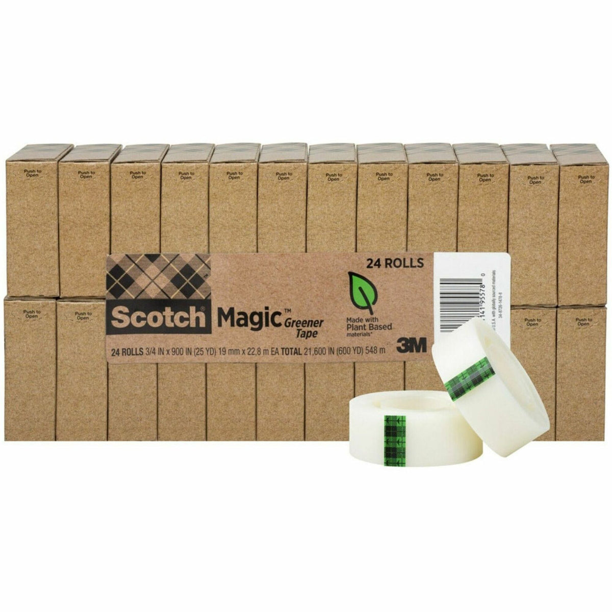 Scotch 3/4"W Magic Greener Tape - 25 yd Length x 0.75" Width - 1" Core - Matte - Clear - Split Resistant, Tear Resistant