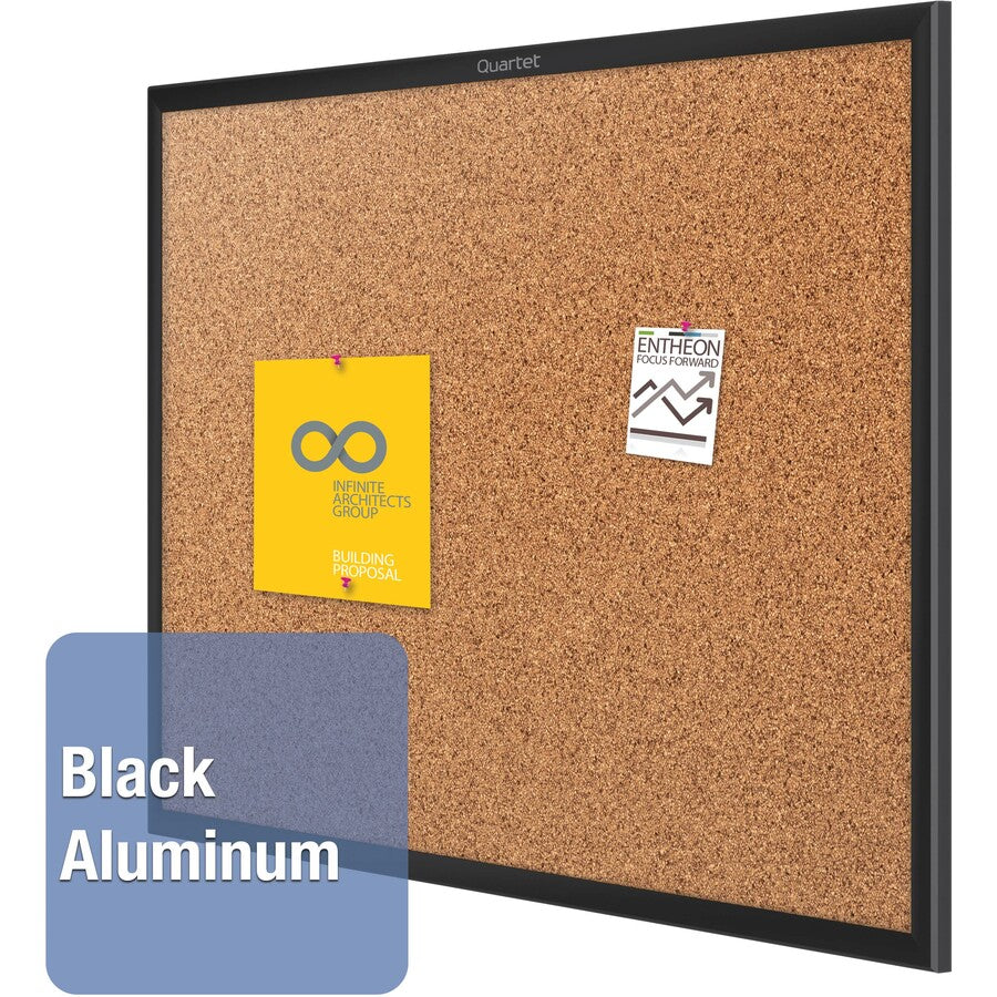 Quartet Classic Series Bulletin Board - 24" Board Height x 36" Board Width - Brown Natural Cork Surface - Self-healing, 