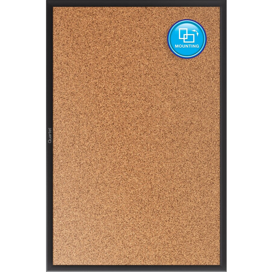 Quartet Classic Series Bulletin Board - 24" Board Height x 36" Board Width - Brown Natural Cork Surface - Self-healing, 