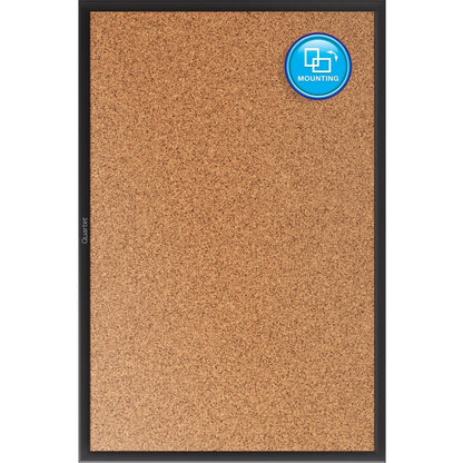 Quartet Classic Series Bulletin Board - 24" Board Height x 36" Board Width - Brown Natural Cork Surface - Self-healing, 