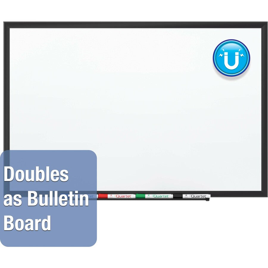 Quartet DuraMax Classic Whiteboard - 96" (8 ft) Width x 48" (4 ft) Height - White Porcelain Surface - Black Aluminum Fra