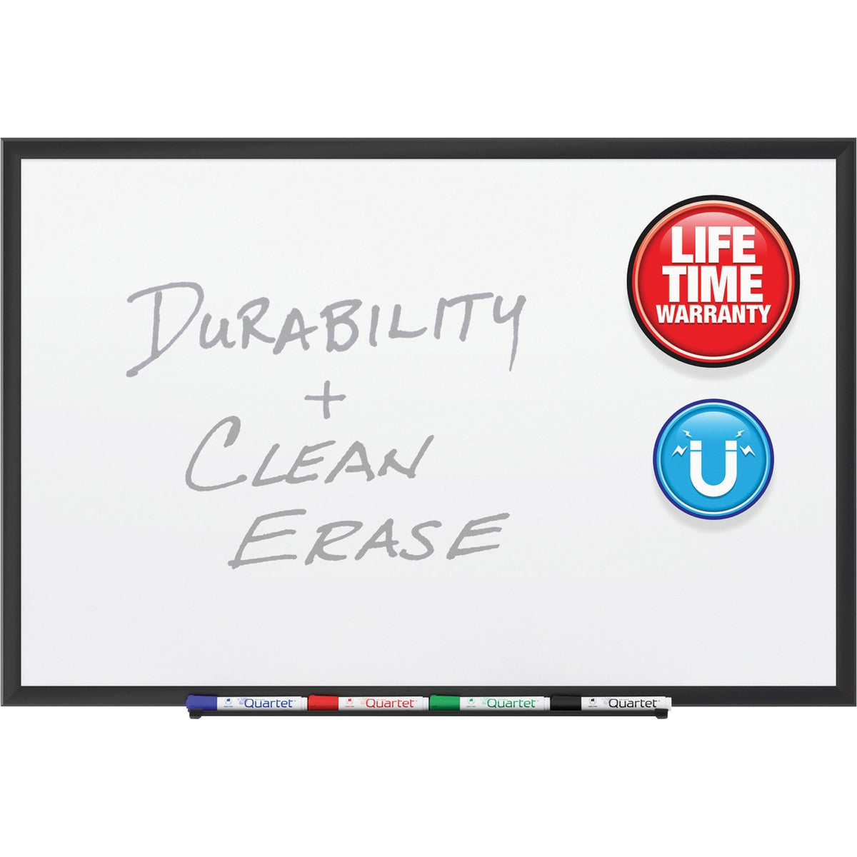Quartet DuraMax Classic Whiteboard - 96" (8 ft) Width x 48" (4 ft) Height - White Porcelain Surface - Black Aluminum Fra