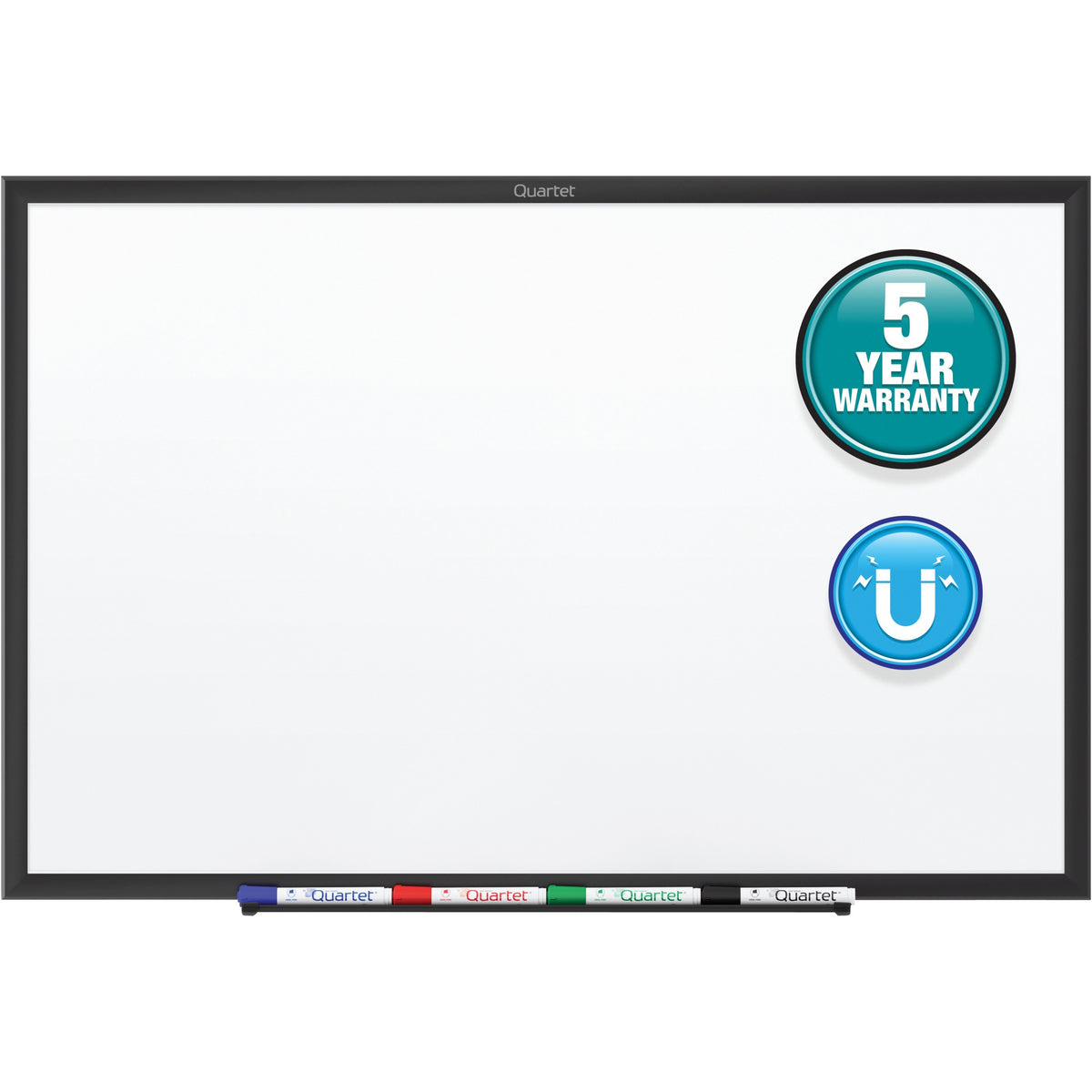 Quartet Classic Magnetic Whiteboard - 60" (5 ft) Width x 36" (3 ft) Height - White Painted Steel Surface - Black Aluminu