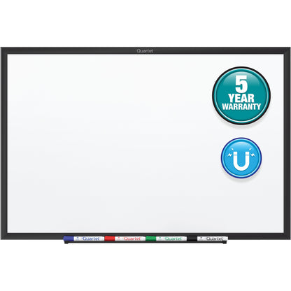 Quartet Classic Magnetic Whiteboard - 60" (5 ft) Width x 36" (3 ft) Height - White Painted Steel Surface - Black Aluminu