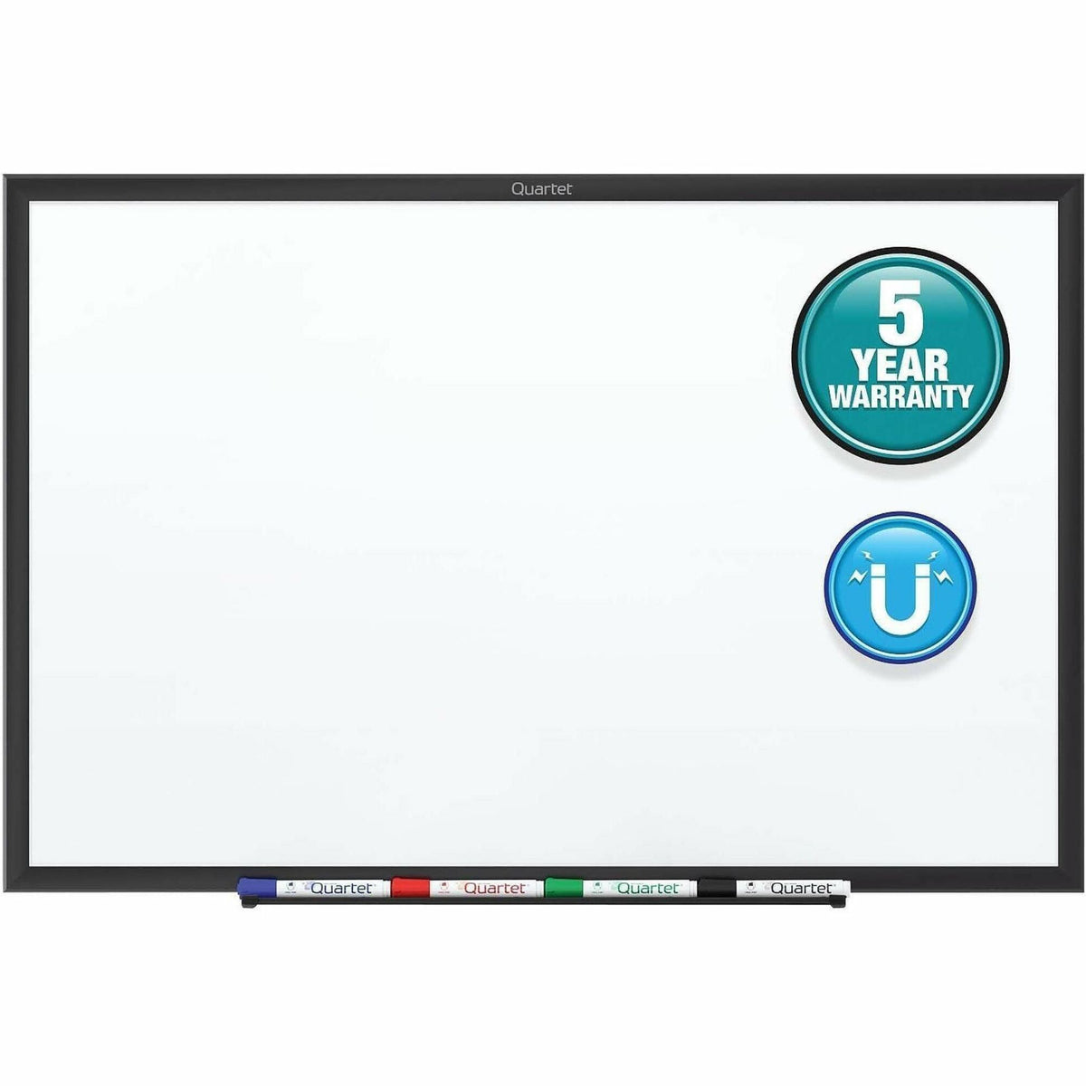 Quartet Classic Magnetic Whiteboard - 72" (6 ft) Width x 48" (4 ft) Height - White Painted Steel Surface - Black Aluminu