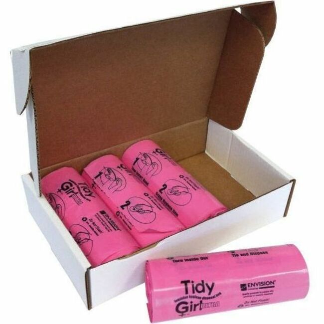 Stout Tidy Girl Feminine Hygiene Disposable Bags - 10" Length x 4" Width x 1.20 mil (30 Micron) Thickness - Pink - Plast