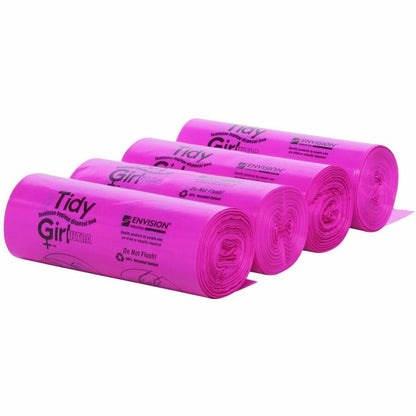 Stout Tidy Girl Feminine Hygiene Disposable Bags - 10" Length x 4" Width x 1.20 mil (30 Micron) Thickness - Pink - Plast