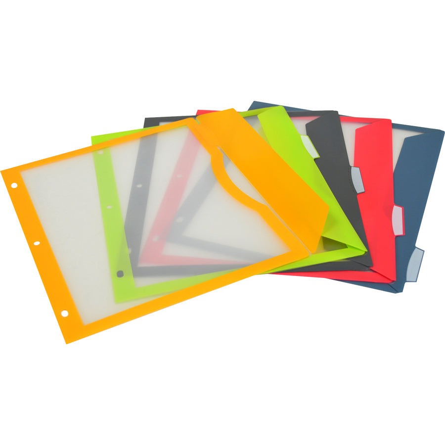 C-Line Write-on Tab Poly Binder Pockets - For Letter 8 1/2" x 11" Sheet - 3 x Holes - Ring Binder - Rectangular - 5 / Se
