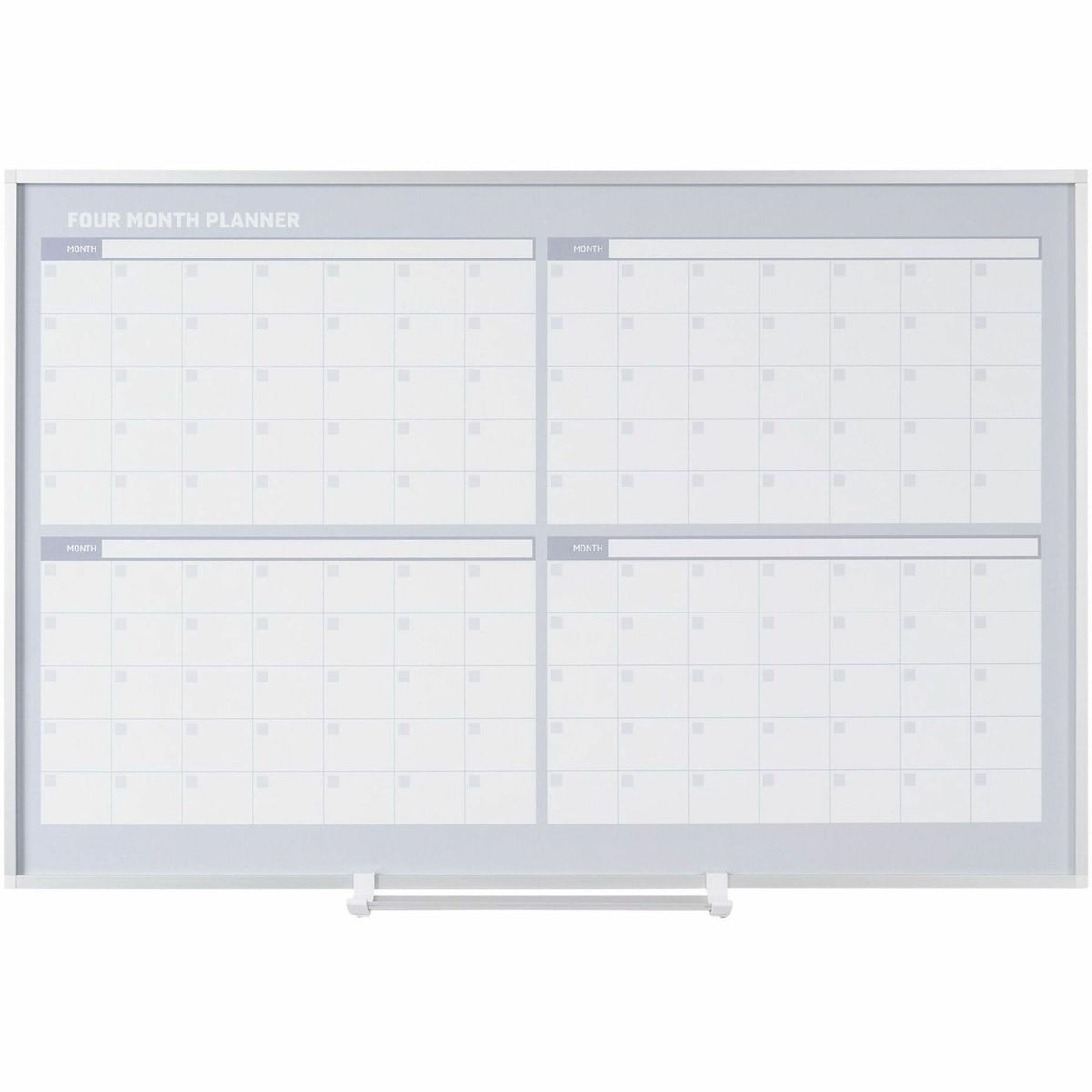 MasterVision Dry-erase 4-month Planner - Monthly - 4 Month - 36" x 24" Sheet Size - White, Silver - Aluminum, Porcelain 