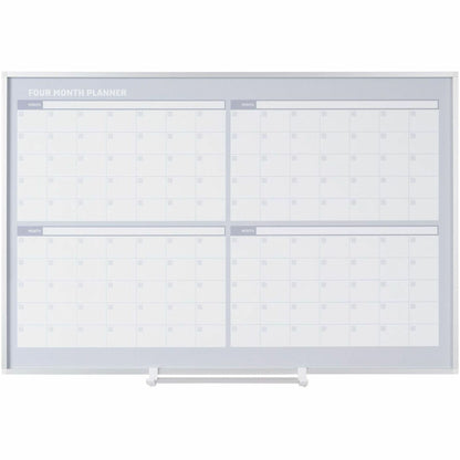 MasterVision Dry-erase 4-month Planner - Monthly - 4 Month - 36" x 24" Sheet Size - White, Silver - Aluminum, Porcelain 