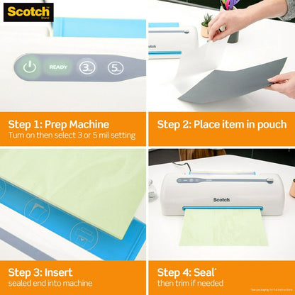 Scotch Thermal Laminator Pouches - Sheet Size Supported: Menu - Laminating Pouch/Sheet Size: 11.40" Width x 17.40" Lengt