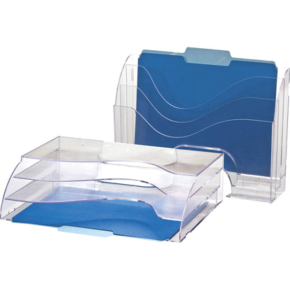 Officemate Clear Wave 2-way Desktop Organizer - 3 Compartment(s) - 3 Tier(s) - 11.25" Height x 13" Width x 3.62" Depth -