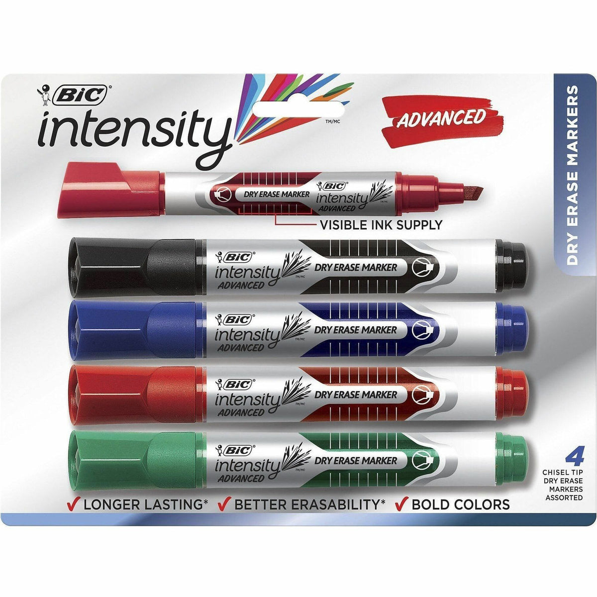 BIC Intensity Dry Erase Marker - Assorted Ink - 4 / Set