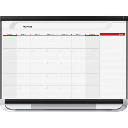 Quartet Prestige 2 Magnetic Monthly Calendar Board - Monthly - 1 Month - Graphite, White - Steel - 24" Height x 36" Widt