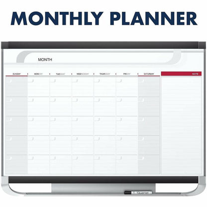 Quartet Prestige 2 Magnetic Monthly Calendar Board - Monthly - 1 Month - Graphite, White - Steel - 24" Height x 36" Widt