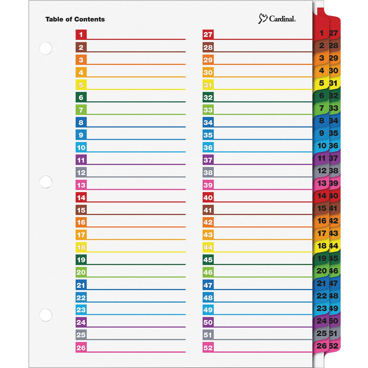 Cardinal® OneStep Printable Dividers - 52 Print-on Tab(s) - 52 Tab(s)/Set - 8.5" Divider Width x 11" Divider Length - Le