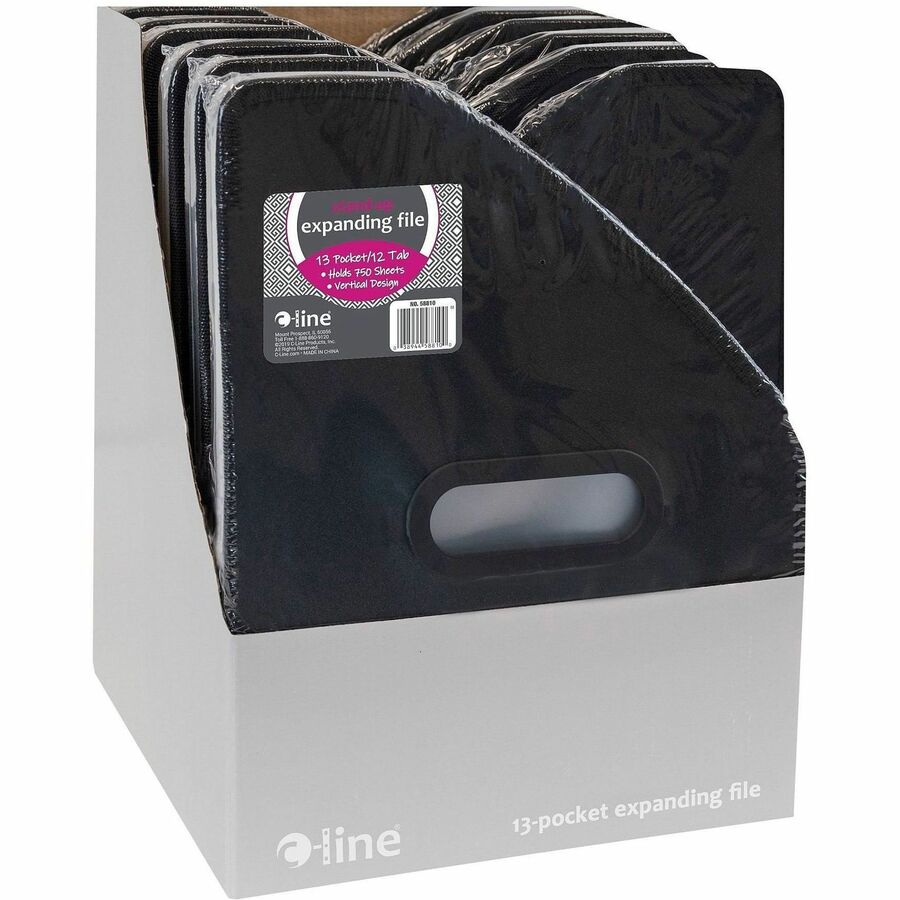 C-Line Letter Expanding File - 8 1/2" x 11" - 750 Sheets Capacity - 13 Pocket - 12 Divider - Black - Handle, Archival-sa