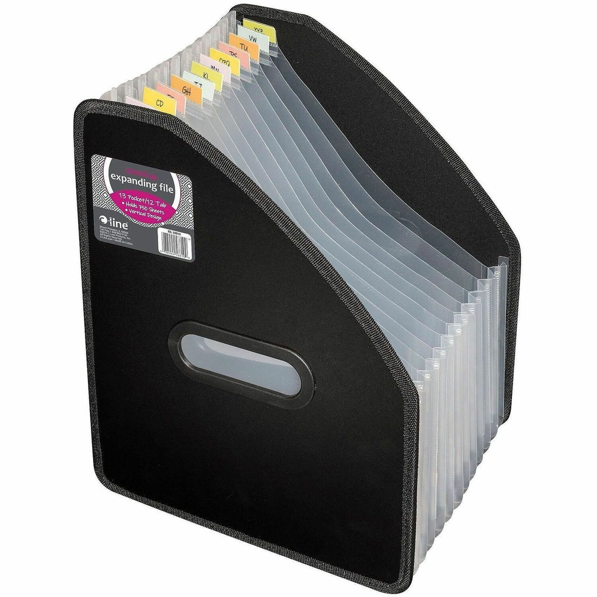 C-Line Letter Expanding File - 8 1/2" x 11" - 750 Sheets Capacity - 13 Pocket - 12 Divider - Black - Handle, Archival-sa