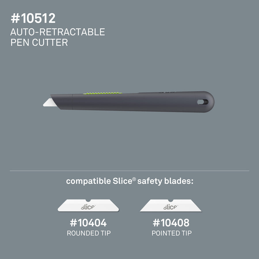 Slice Pen Cutter Auto-Retractable - 0.7" Height x 0.7" Width x 5.3" Length - Retractable, Anti-magnetic, Rust Resistant 
