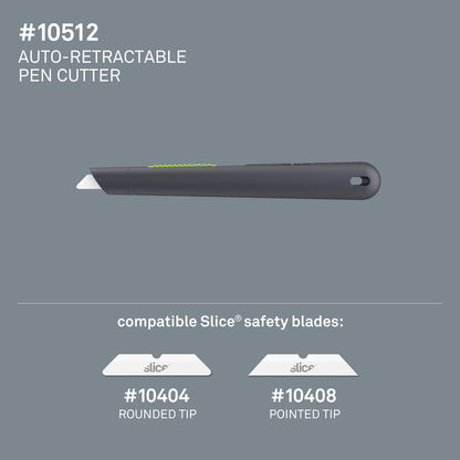 Slice Pen Cutter Auto-Retractable - 0.7" Height x 0.7" Width x 5.3" Length - Retractable, Anti-magnetic, Rust Resistant 