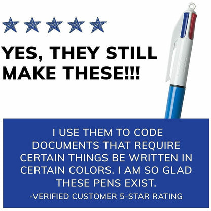 BIC 4-Color Retractable Pen - Fine, Medium Pen Point - Refillable - Retractable - Multi, Black, Red, Green Ink - 1 Pack