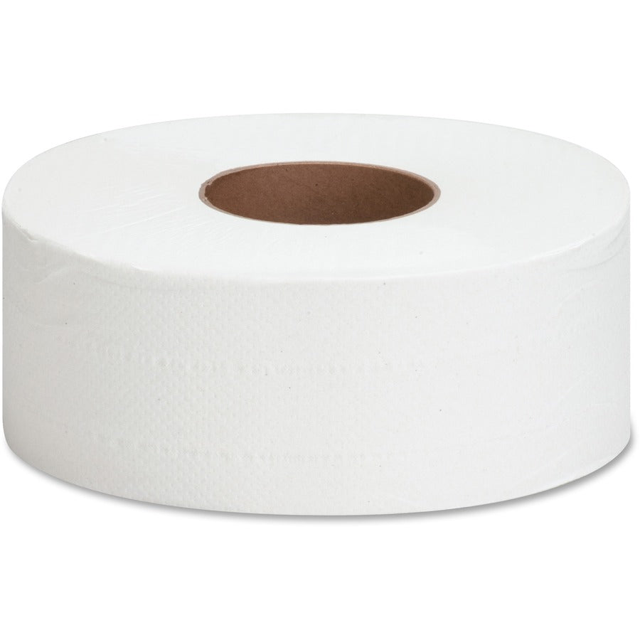 Genuine Joe Jumbo Roll Bath Tissues - 2 Ply - 3.25" Width x 1000 ft Length - 9" Roll Diameter - 3 19/64" Core - White - 