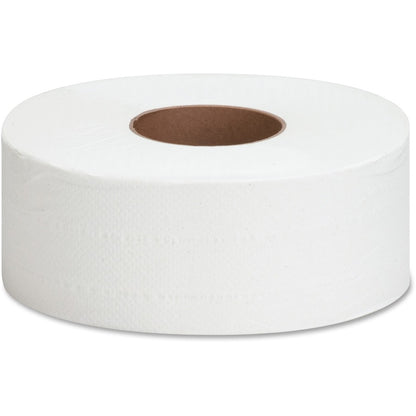 Genuine Joe Jumbo Roll Bath Tissues - 2 Ply - 3.25" Width x 1000 ft Length - 9" Roll Diameter - 3 19/64" Core - White - 