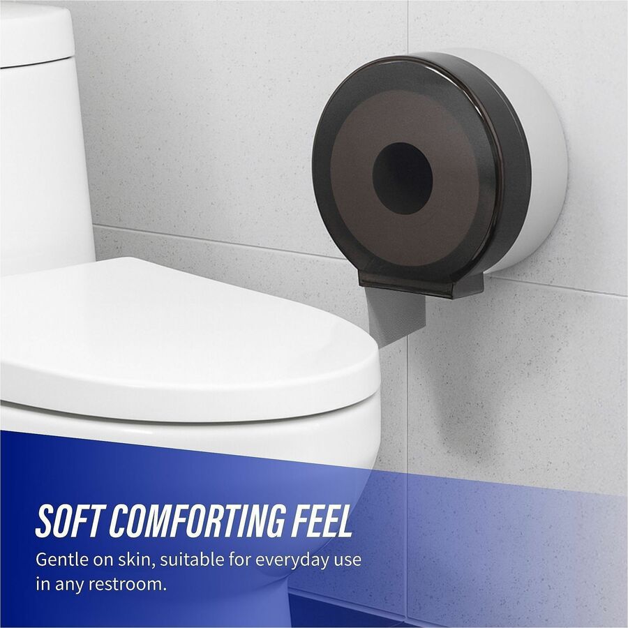 Genuine Joe 2-ply Jumbo Roll Dispenser Bath Tissue - 2 Ply - 3.30" Width x 650 ft Length - 3 19/64" Core - White - 12 / 