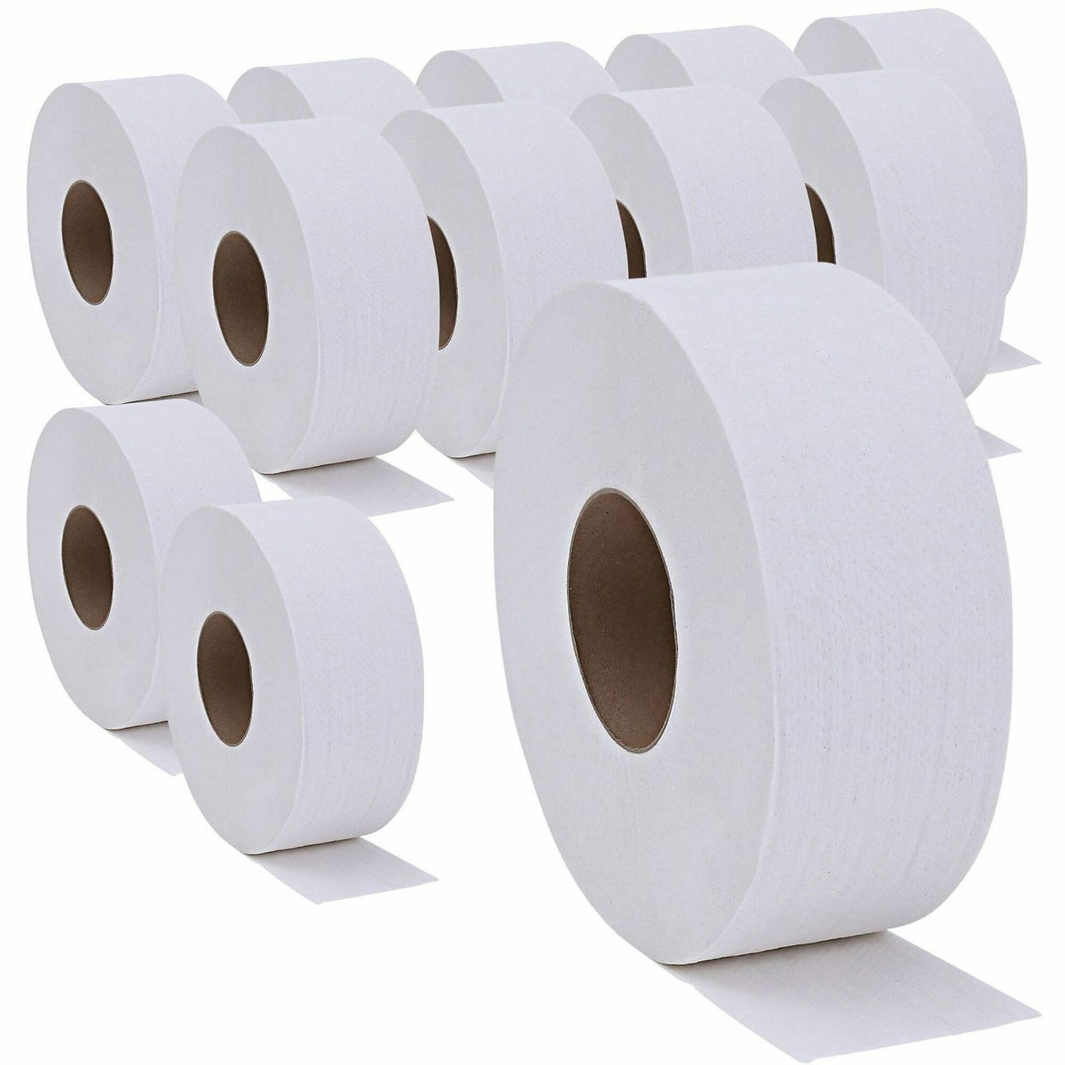 Genuine Joe 2-ply Jumbo Roll Dispenser Bath Tissue - 2 Ply - 3.30" Width x 650 ft Length - 3 19/64" Core - White - 12 / 